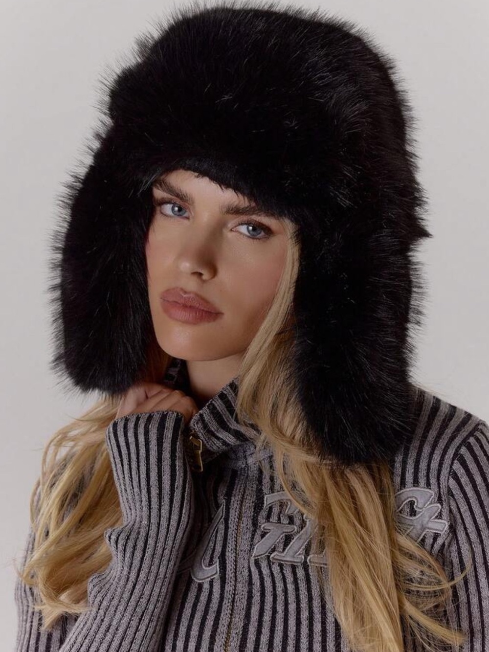 MUSERA Brown Oversized Faux Fur Trapper Hat
